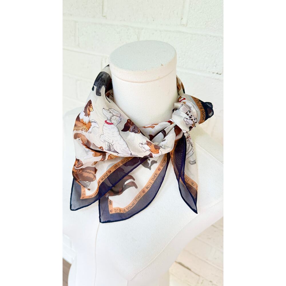 Dog Print Scarf Square Puppy Breed Novelty Wrap Pet Lover Gift Accessory - Picture 5 of 6
